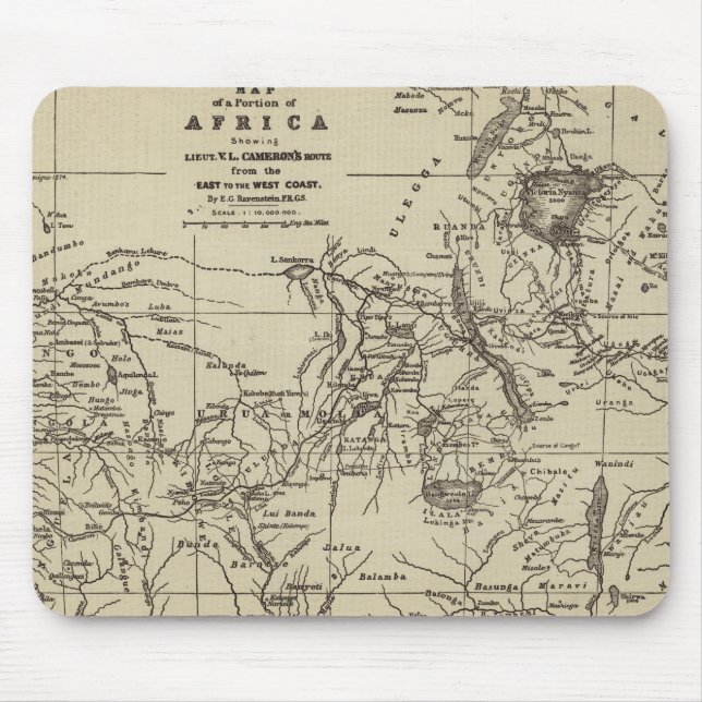 Mousepad Parcela do mapa de rota de África | Cameron (Frente)