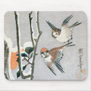 Mousepad Pardais e Camélia na Neve por Ando Hiroshige