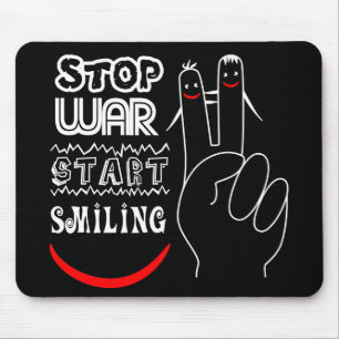 Mousepad Pare a Guerra Comece Sorriso Sinal de Paz Desenho
