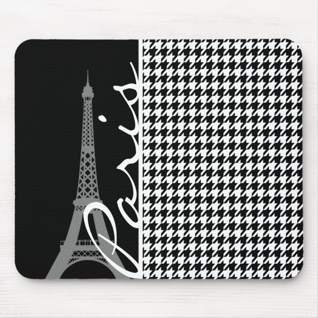 Mousepad Paris; Black & White Houndstooth (Frente)