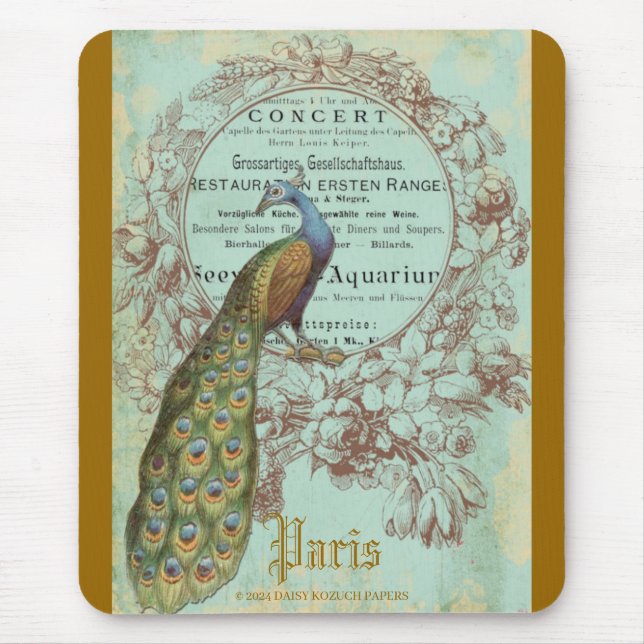 Mousepad Paris Peacock, Pad de Mouse Inspirado em Paris (Frente)