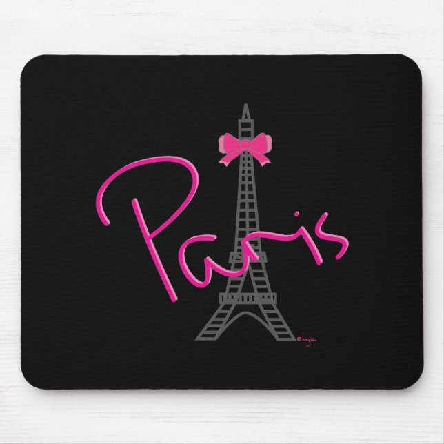 Mousepad Paris, torre Eiffel com preto na moda do arco (Frente)