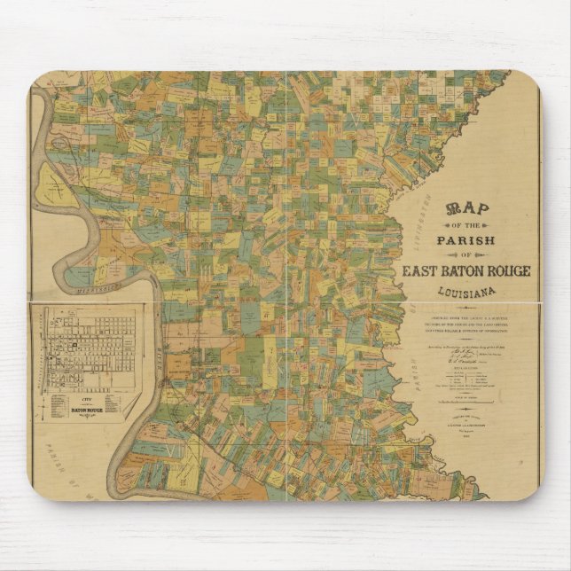 Mousepad Paróquia mapa de Baton Rouge do leste, Louisiana (Frente)