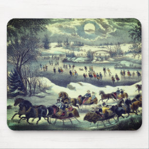 Mousepad Parque Central de Currier & Ives no inverno