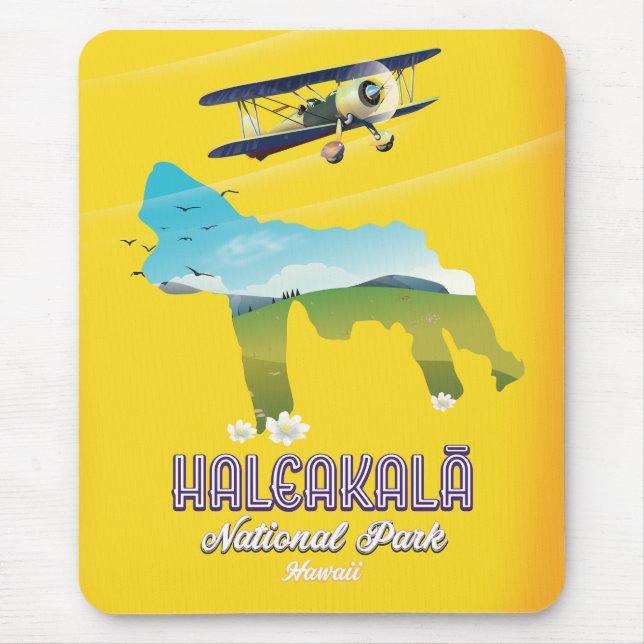 Mousepad Parque nacional Haleakalā, mapa de viagem no Havaí (Frente)