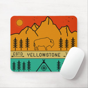 Mousepad Parque Nacional Yellowstone Retro Wyoming EUA Biso