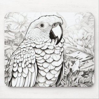 Mousepad Parrot Peaceful Nature Prairie Sketch Desenho Arte