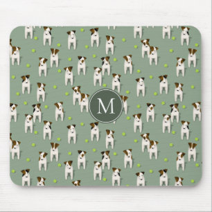 Mousepad Parson Jack Russells cães tênis bolas sábias verde