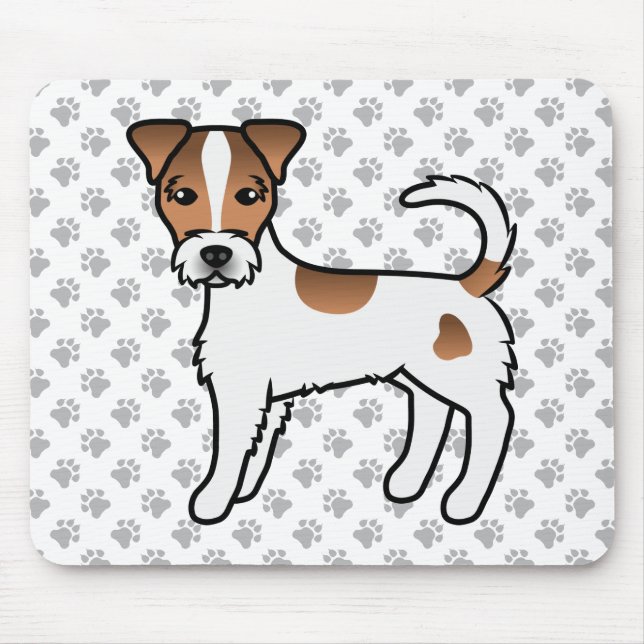 Mousepad Parson Russell Terrier de pelo áspero branco e beg (Frente)