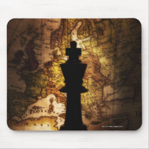 Mousepad Parte de xadrez do rei no mapa de Velho Mundo