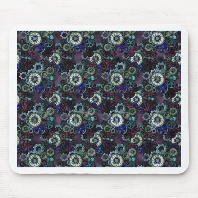 Mousepad partes de relógios a vapor - impressão roxo por Le (Frente)