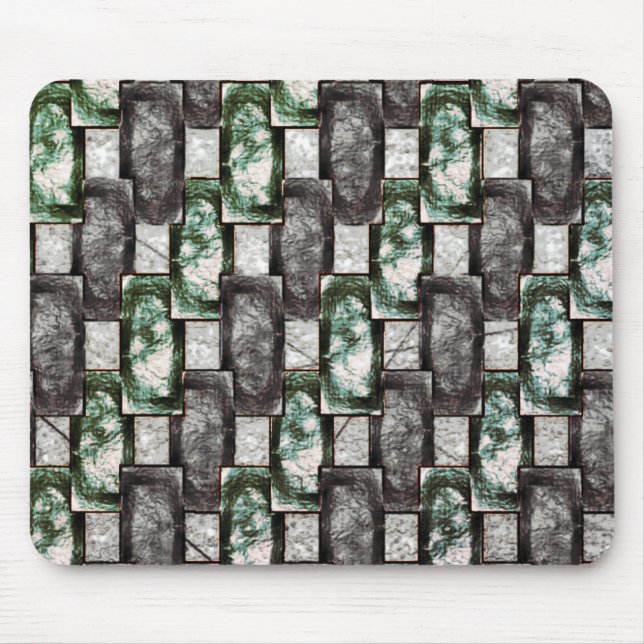 Mousepad Partes retangulares de cinzas verdes, cardadas e m (Frente)