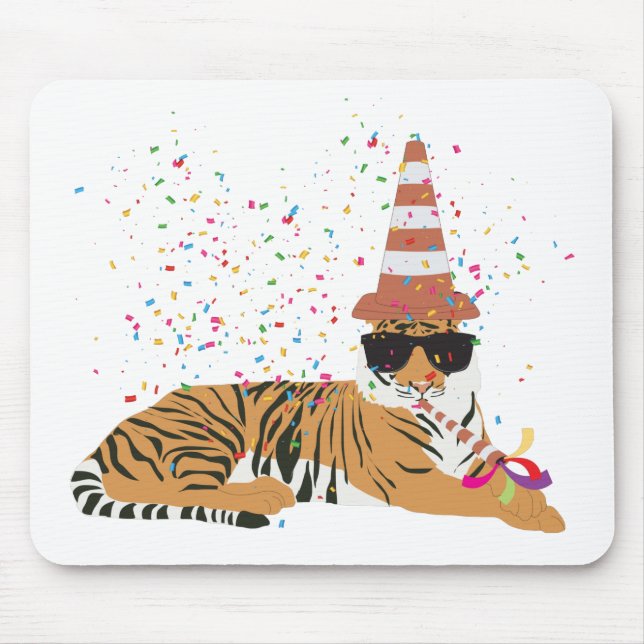 Mousepad Partida de Tigre - Animais com festa (Frente)