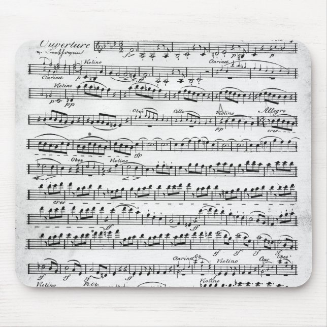 Mousepad Partitura para a insinuação 'a Egmont (Frente)