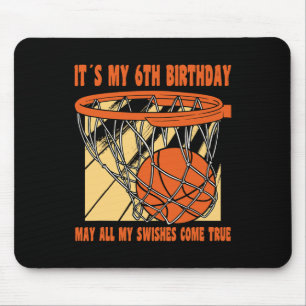 Mousepad Parto de 4 anos Feliz 6 de Aniversário de Basquete