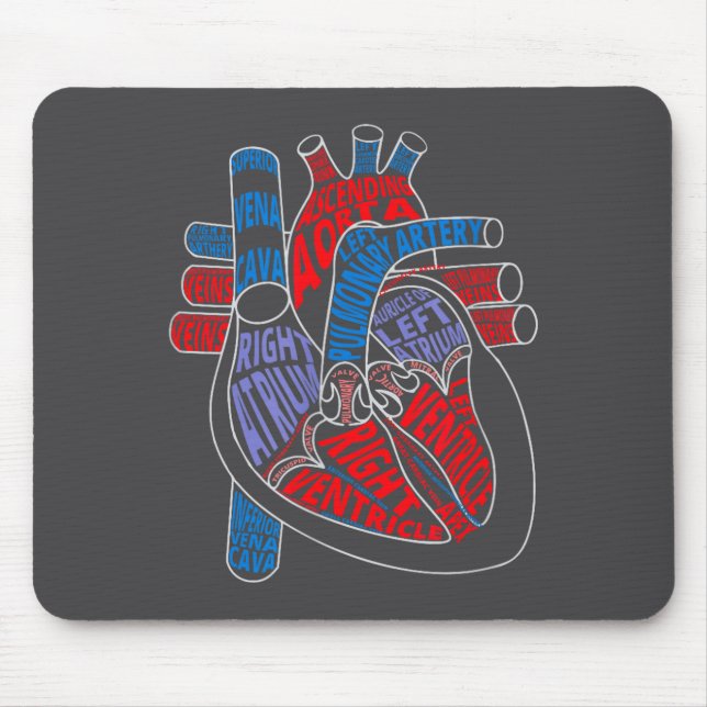 Mousepad Parts Of Heart Anatomical Heart Gift For Cardiolog (Frente)