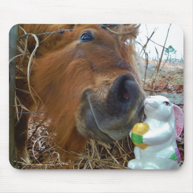 Mousepad Páscoa Bunny e Cavalo Marrom (Frente)