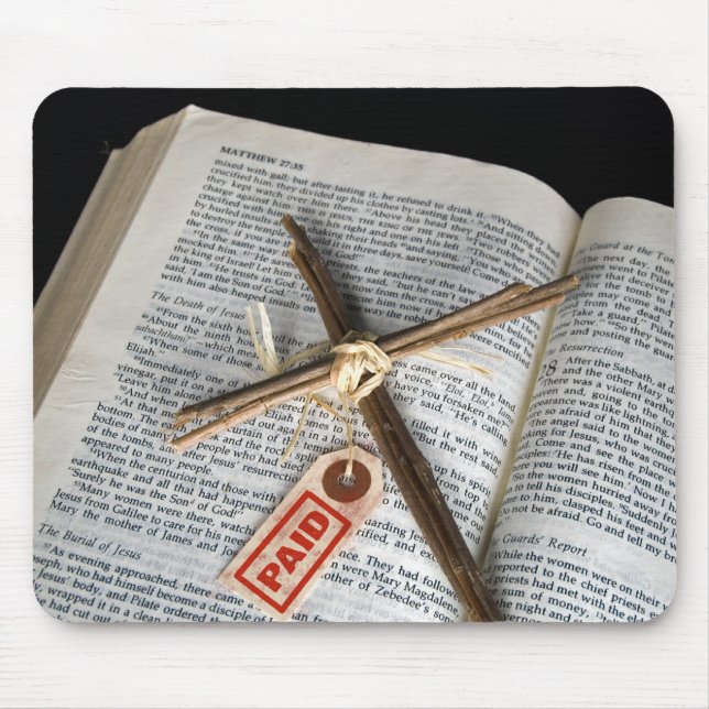 Mousepad Páscoa Cruz na Bíblia (Frente)
