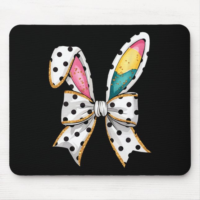 Mousepad Páscoa de Arco Whimesl Orelha Bolinhas domingo (Frente)