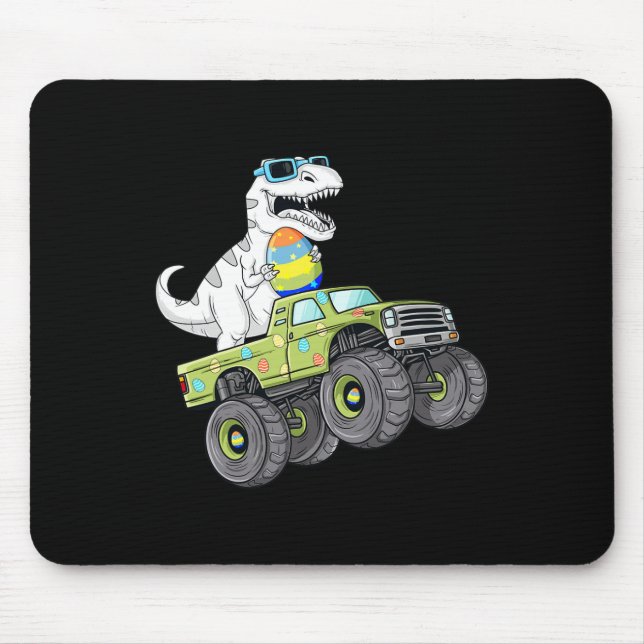 Mousepad Páscoa Dia T Rex Dino Dirigindo Um Monster Truck B (Frente)