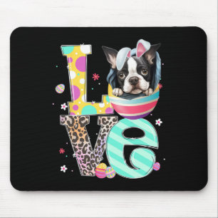 Mousepad Páscoa do Cachorro de Rosto Coelho de Boston Terri