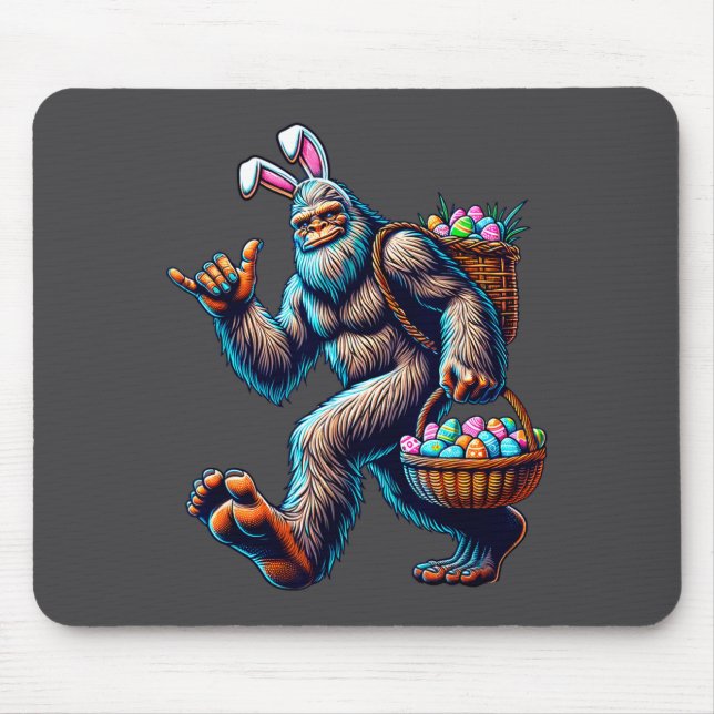 Mousepad Páscoa do Pé Grande Engraçado - Sasquatch com Pásc (Frente)