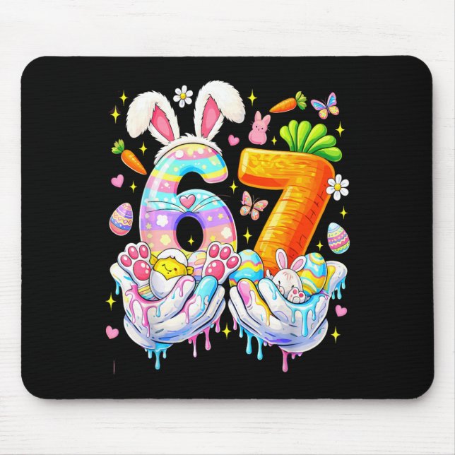 Mousepad Páscoa Engraçada 67 Seis Sete Coelho Ovos Mem Mulh (Frente)