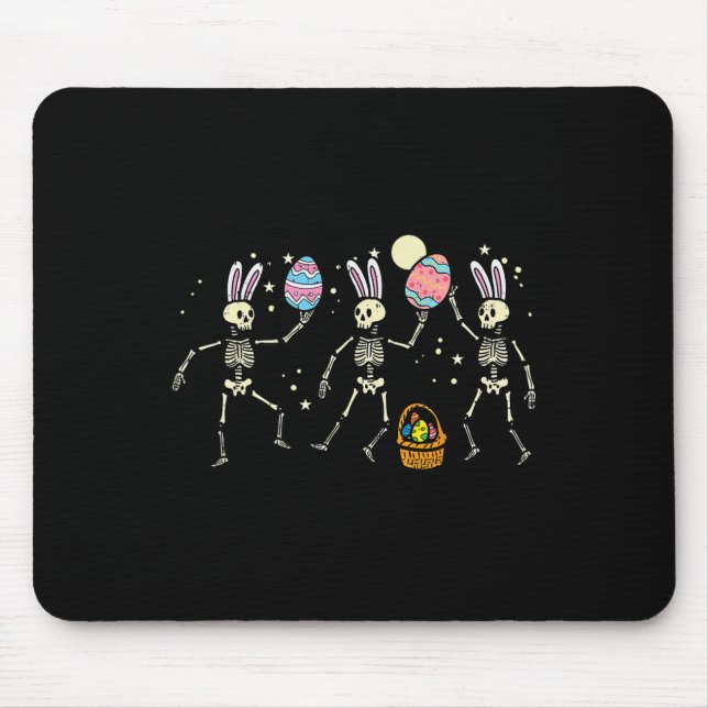 Mousepad Páscoa Esqueletos Dançando Ovos Ossos Engraçados H (Frente)