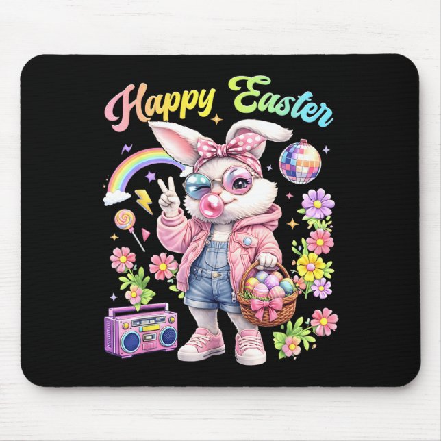 Mousepad Páscoa feliz coelho fofo engraçado ovos de páscoa  (Frente)