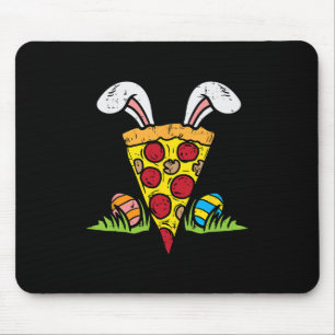 Mousepad Páscoa Pizza Fatia Coelhinho Ouvem Diversão Comida