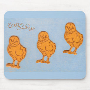 Mousepad Páscoa saudações Pintinhos Azul