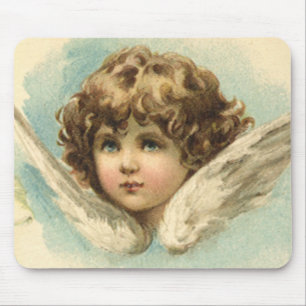 Mousepad Páscoa Vintage, Flores de Lírio Vitorianas e Anjo