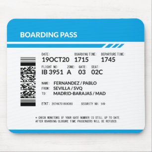 Mousepad Passagem de embarque (azul)