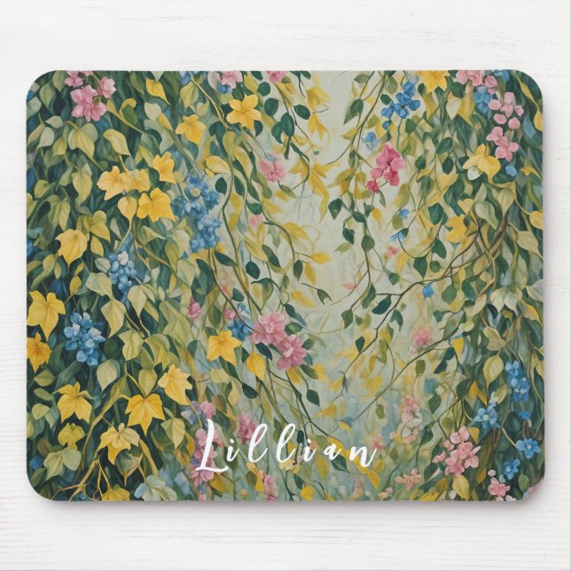 Mousepad Passagem Encantada: Jardim Secreto Pastel (Frente)