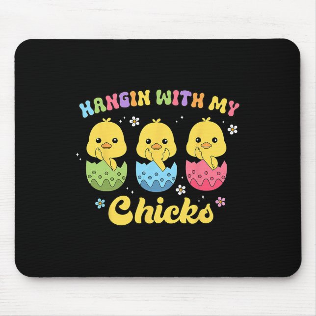 Mousepad Passando tempo com minhas galinhas Frango Bunny di (Frente)