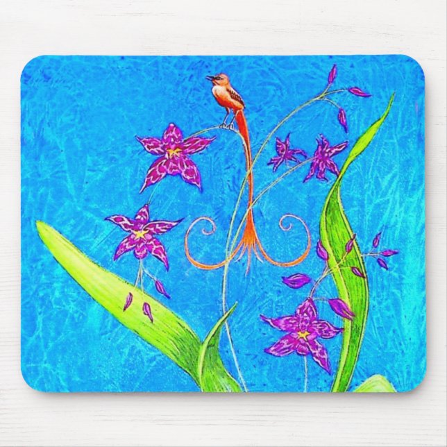 Mousepad Passarinho de Orquídea Bonito  (Frente)