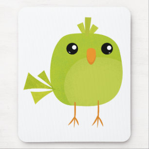 Mousepad Passarinho Verde Fofo Desenho Animado
