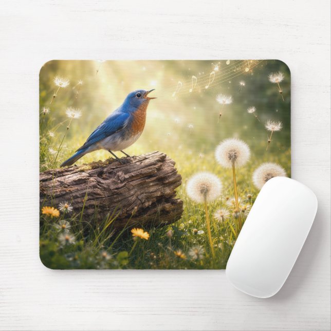 Mousepad Pássaro Azul Cantando ao Sol (Com mouse)