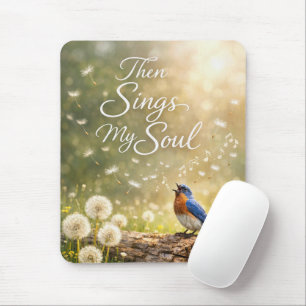 Mousepad Pássaro Azul Cantando "Então Canta Minha Alma" Can