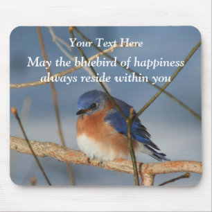 Mousepad Pássaro Azul Da Felicidade Mouse Inspiracional