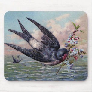 Mousepad Pássaro bonito da andorinha do vermelho azul e
