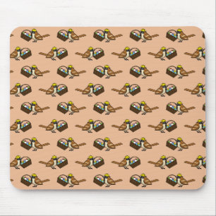 Mousepad Pássaro Bonito Engraçado com Padrão Colorido na Ce