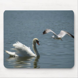 Mousepad Pássaro Brincando com Cisne