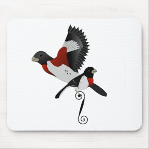 Mousepad Pássaro Cardinal Grosbeak, de rosa Breast