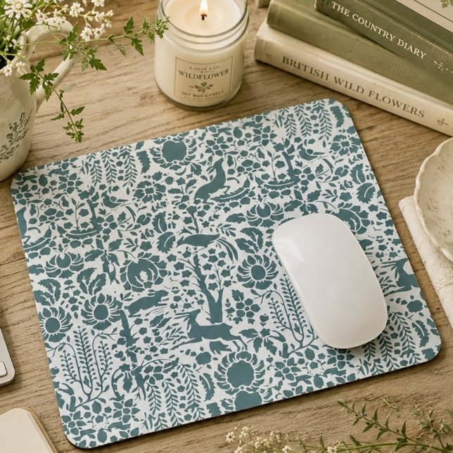Mousepad Pássaro, cervo, padrão de pessoas de árvores (Criador carregado)