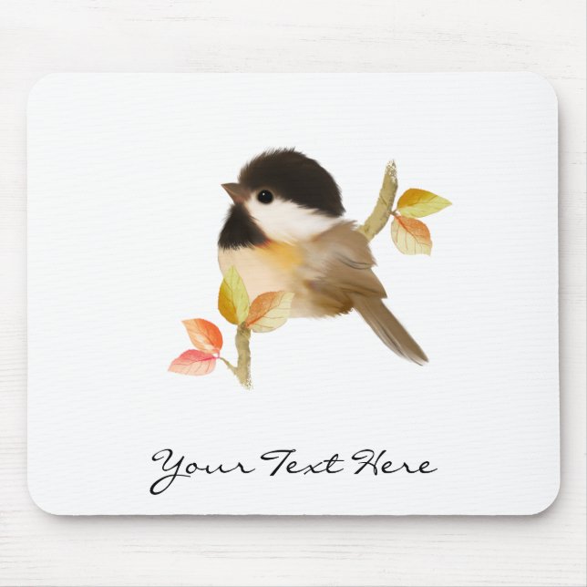 Mousepad Pássaro Chickadee de Capa Negra (Frente)