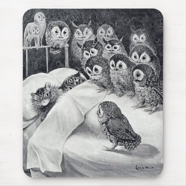 Mousepad Pássaro da Coruja dos Pesadelos, Louis Wain (Frente)