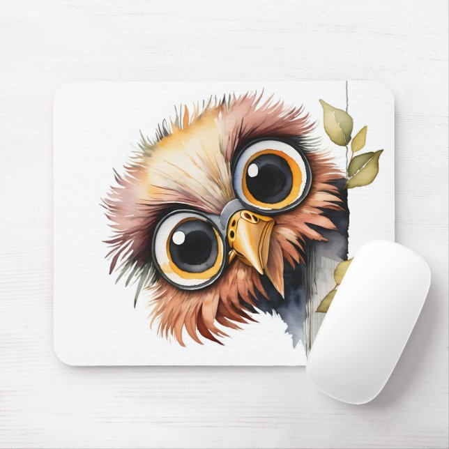 Mousepad Pássaro de Aquarela em Torno da Árvore (Com mouse)