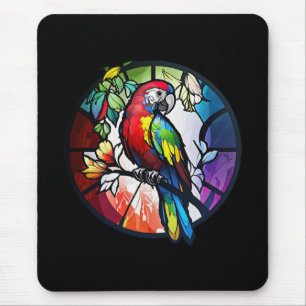 Mousepad Pássaro de papagaio Retrato de Vidro Escondido