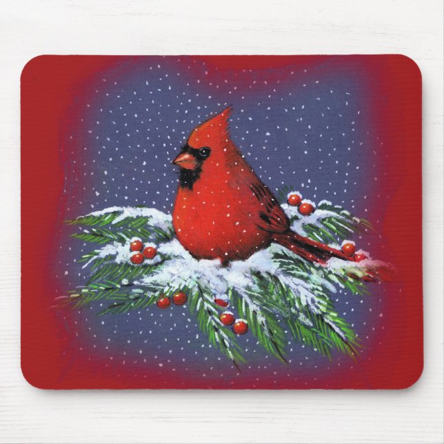 MOUSEPAD PÁSSARO DO NATAL: CARDEAL: ARTE (Frente)